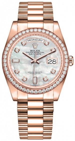 Rolex Day-Date 36 Diamond Everose Gold Orologio da uomo 128345RBR