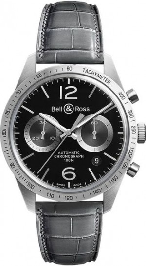 Bell & Ross Vintage Grigio Vintage Leather Strap Orologio da uomo BRV126-BS-ST/SCR2