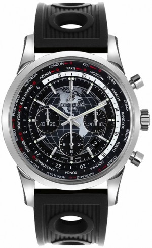 Breitling Transocean Chronograph Unitime Black Dial Orologio da uomo con quadrante nero AB0510U4/BE84-201S