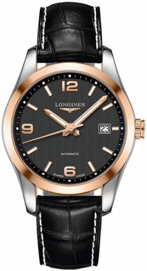 Longines Conquest Classic Black Dial & Solid Rose Gold Orologio da uomo L2.785.5.56.3