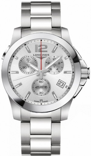 Longines Conquest Silver Dial Quartz Orologio da uomo al quarzo L3.702.4.76.6