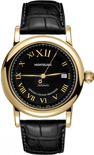 MontBlanc Star Black Dial Orologio di lusso MontBlanc Star Nero Quadrante in oro massiccio 18 carati Uomo 103093