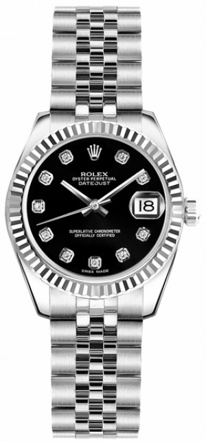 Rolex Lady-Datejust 26 Orologio da donna con quadrante nero 179174