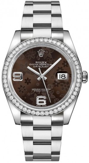 Rolex Datejust 36 Orologio con quadrante floreale marrone 116244