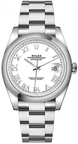 Rolex Datejust 36 White Dial Roman Numerals Orologio da uomo 126200