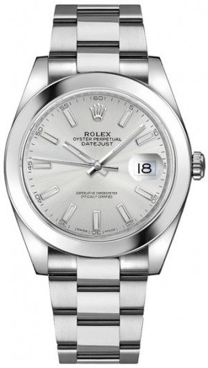 Orologio Rolex Datejust 41 Uomo Quadrante Argento 126300