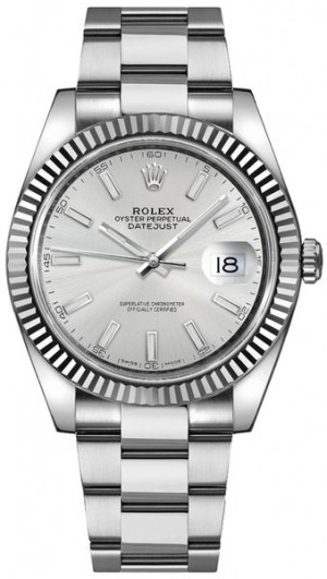 Rolex Datejust 41 Argento Quadrante Argento Bracciale Oyster Orologio 126334
