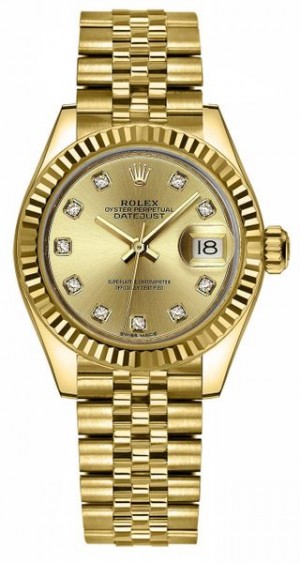 Rolex Lady-Datejust 28 Champagne Diamond Dial Orologio da donna 279178