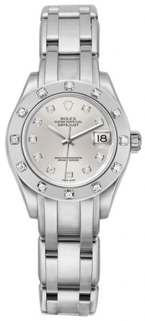 Rolex Pearlmaster Silver Dial Orologio da donna 80319