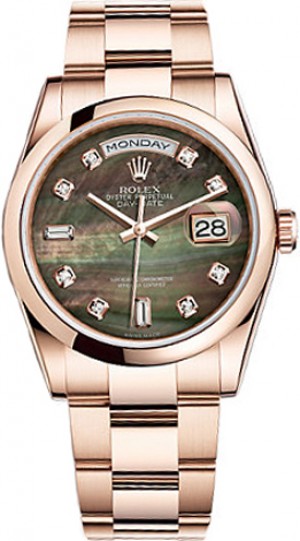 Rolex Day-Date 36 Nero Madreperla Orologio d'oro nero 118205