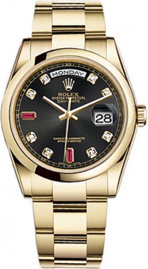 Rolex Day-Date 36 Orologio con quadrante nero 118208
