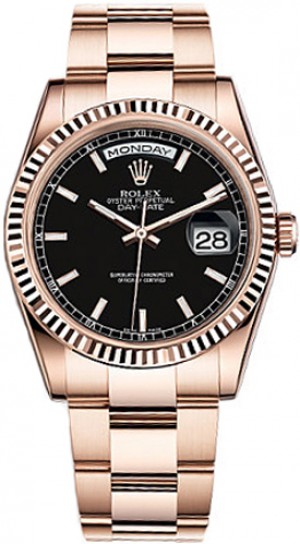 Rolex Day-Date 36 Orologio d'oro con quadrante nero 118235