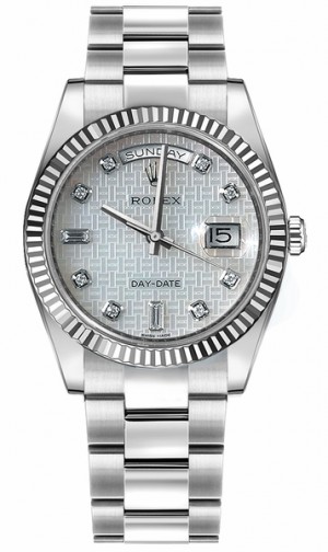 Rolex Day-Date 36 Orologio d'oro con lunetta scanalata 118239