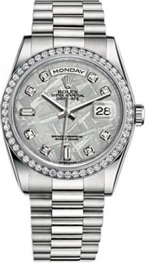 Rolex Day-Date 36 Platinum Diamond President Bracciale President Orologio 118346