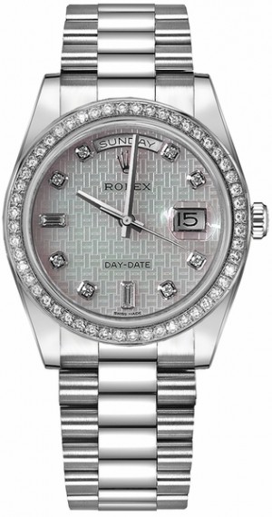 Rolex Day-Date 36 Platinum Diamond Orologio da uomo 118346