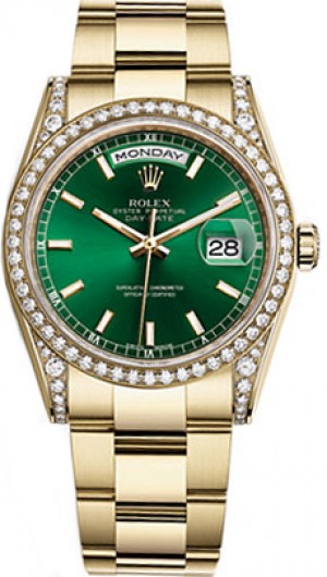 Rolex Day-Date 36 Orologio d'oro 18 carati con quadrante verde 118388
