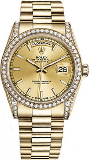 Rolex Day-Date 36 Champagne Quadrante Presidente Bracciale Bracciale d'oro 118388