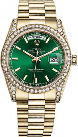 Rolex Day-Date 36 Orologio d'oro con quadrante verde 118388
