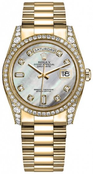 Rolex Day-Date 36 Madreperla Diamante Quadrante Madreperla Presidente Bracciale Orologio 118388
