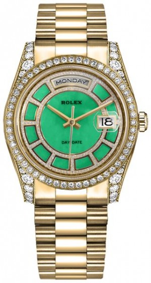 Rolex Day-Date 36 Orologio d'oro giallo con quadrante verde 118388