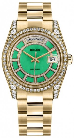 Rolex Day-Date 36 Green Diamond Dial Oyster Bracciale Oyster Watch 118388