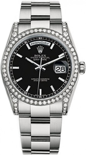 Rolex Day-Date 36 Orologio d'oro Rolex Day-Date 36 Black Dial Oyster President Gold Watch 118389