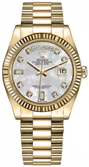 Rolex Day-Date 36 Lunetta scanalata Presidente Bracciale Bracciale Donna 128238
