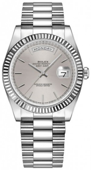 Rolex Day-Date 36 Orologio da donna in oro bianco 18 carati 128239