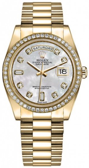 Rolex Day-Date 36 Orologio da donna in oro giallo 18 carati Diamanti 128348RBR