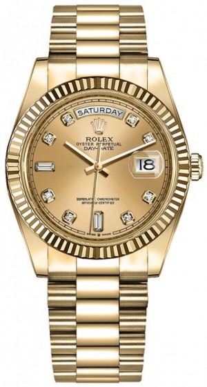 Rolex Day-Date 36 Champagne Diamond Dial Orologio da donna 128238