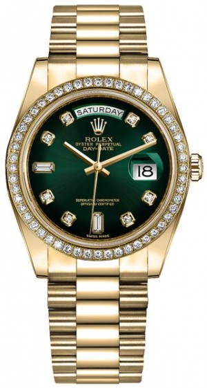 Rolex Day-Date 36 Green Ombre Dial Orologio da donna 128348RBR
