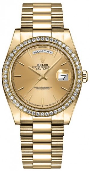 Rolex Day-Date 36 Champagne Index Dial Orologio da donna 128348RBR