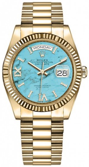 Rolex Day-Date 36 Turquoise Dial Orologio da donna 128238