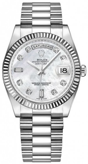 Rolex Day-Date 36 Orologio da donna in oro bianco madreperla 128239