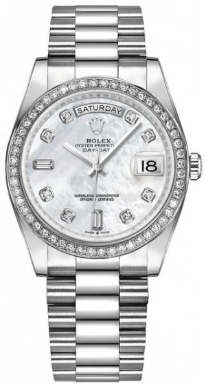 Rolex Day-Date 36 Orologio da donna in oro bianco 18 carati 128349RBR
