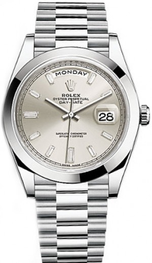 Rolex Day-Date 40 Silver Dial Platinum Watch 228206