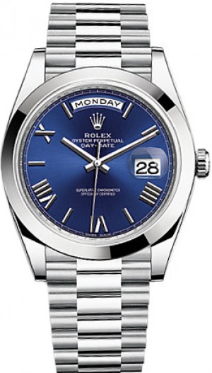 Rolex Day-Date 40 Uomo Platinum Blue Dial Watch 228206