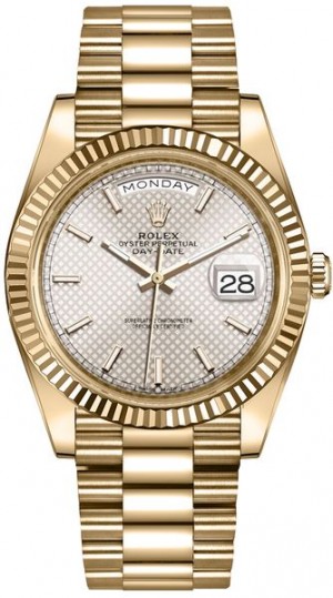 Rolex Day-Date 40 Argento Quadrante Argento Orologio Oro massiccio 228238