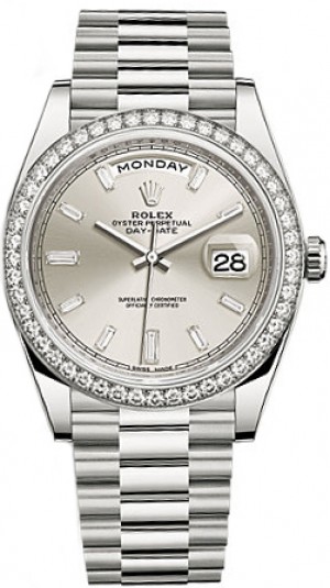 Rolex Day-Date 40 Orologio da uomo in oro bianco massiccio con diamanti da uomo 228349RBR