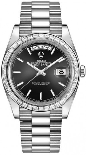 Rolex Day-Date 40 Black Dial Platinum Orologio da uomo 228396TBR