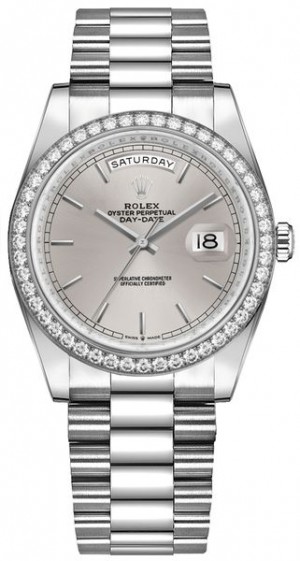 Rolex Day-Date 36 Orologio di lusso da donna in oro bianco 18 carati 128349RBR