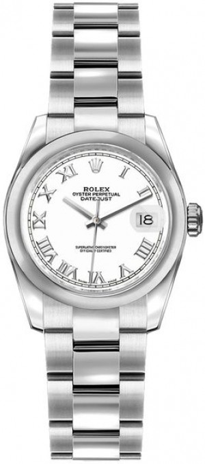 Rolex Lady-Datejust 26 Oyster Bracciale Oyster Orologio Quadrante Bianco 179160