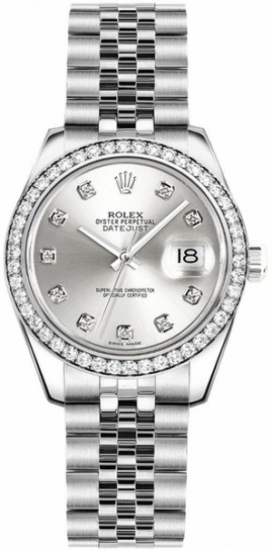Rolex Lady-Datejust 26 Diamond Silver Dial Orologio da donna 179384
