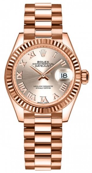 Rolex Lady-Datejust 28 Orologio da donna con lunetta scanalata 279175