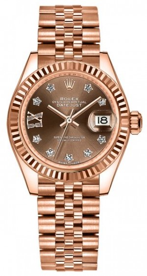 Rolex Lady-Datejust 28 Chocolate Dial Diamond IX Orologio da donna 279175