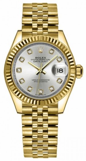 Rolex Lady-Datejust 28 Silver Diamond Dial Orologio da donna 279178