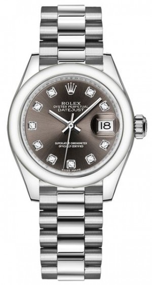 Rolex Lady-Datejust 28 Platinum Case & Bracciale Orologio da Donna 279166