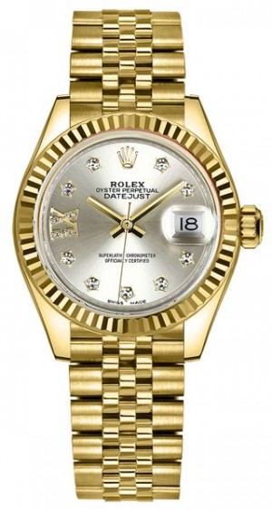 Rolex Lady-Datejust 28 Silver Dial Diamond IX Orologio da donna 279178