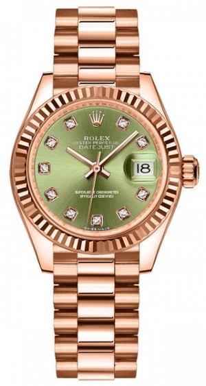 Rolex Lady-Datejust 28 Olive Green Diamonds Orologio da donna 279175