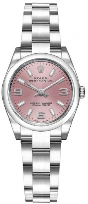 Rolex Oyster Perpetual 26 Orologio Rolex Oyster Perpetual 26 quadrante rosa con lunetta a cupola 176200